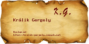 Králik Gergely névjegykártya